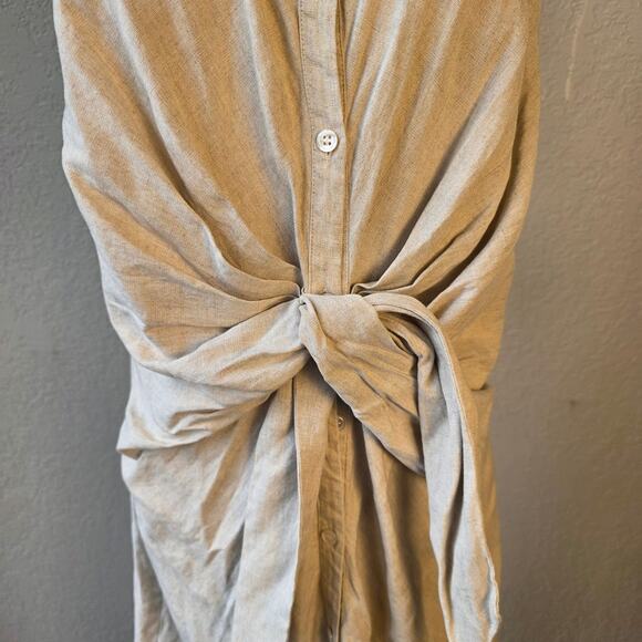 J. Mclaughlin‎ Women's Selena Linen Blend Button Front Knot Dress Size XL Beige - Picture 3 of 7